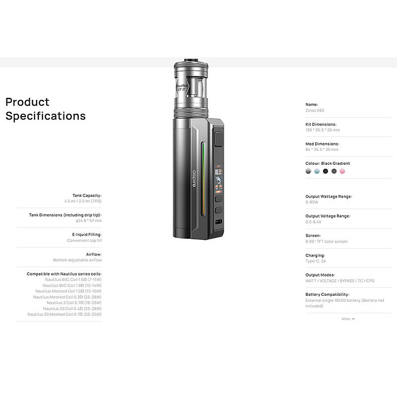 Kit Zelos X80 - Aspire - Full Black Kit Zelos X80 - Aspire - Full Black