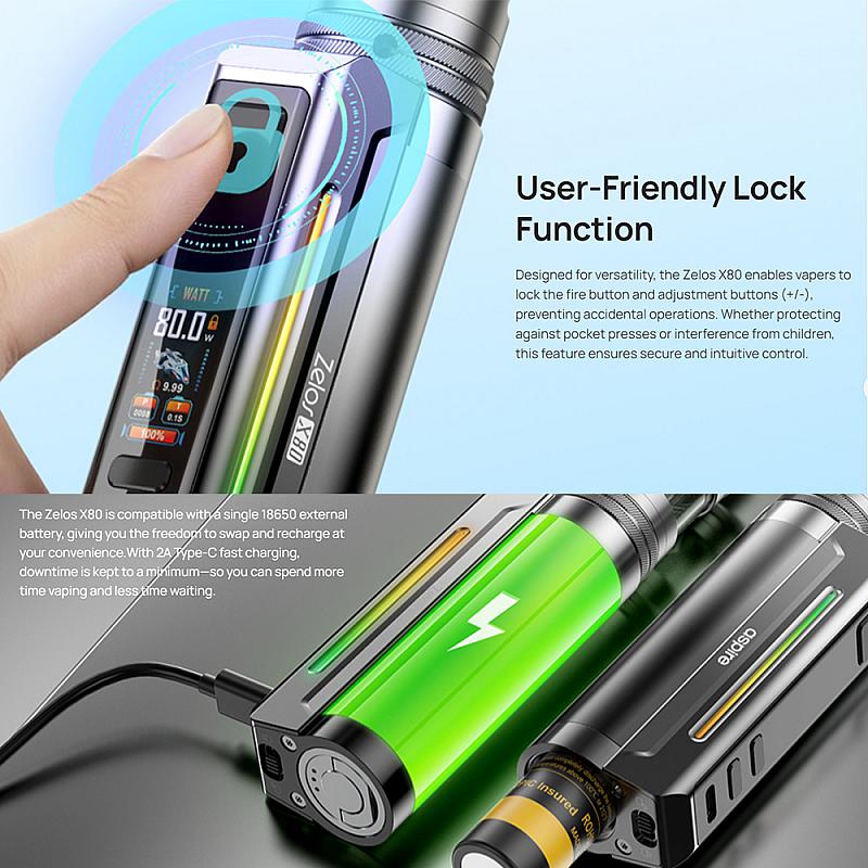 Kit Zelos X80 - Aspire - Full Black Kit Zelos X80 - Aspire - Full Black