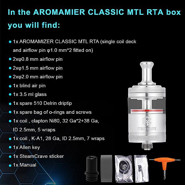 Atomizor Aromamizer Classic MTL RTA - Steam Crave - SS