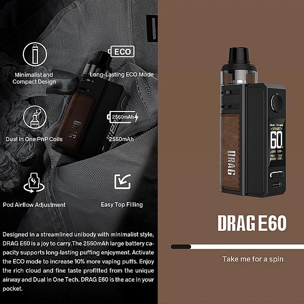 Kit Drag E60 - Voopoo - Carbon Fiber 