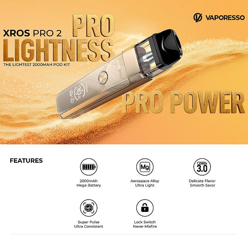 Kit XROS Pro 2 - Vaporesso - Glittering Black Kit XROS Pro 2 - Vaporesso - Glittering Black
